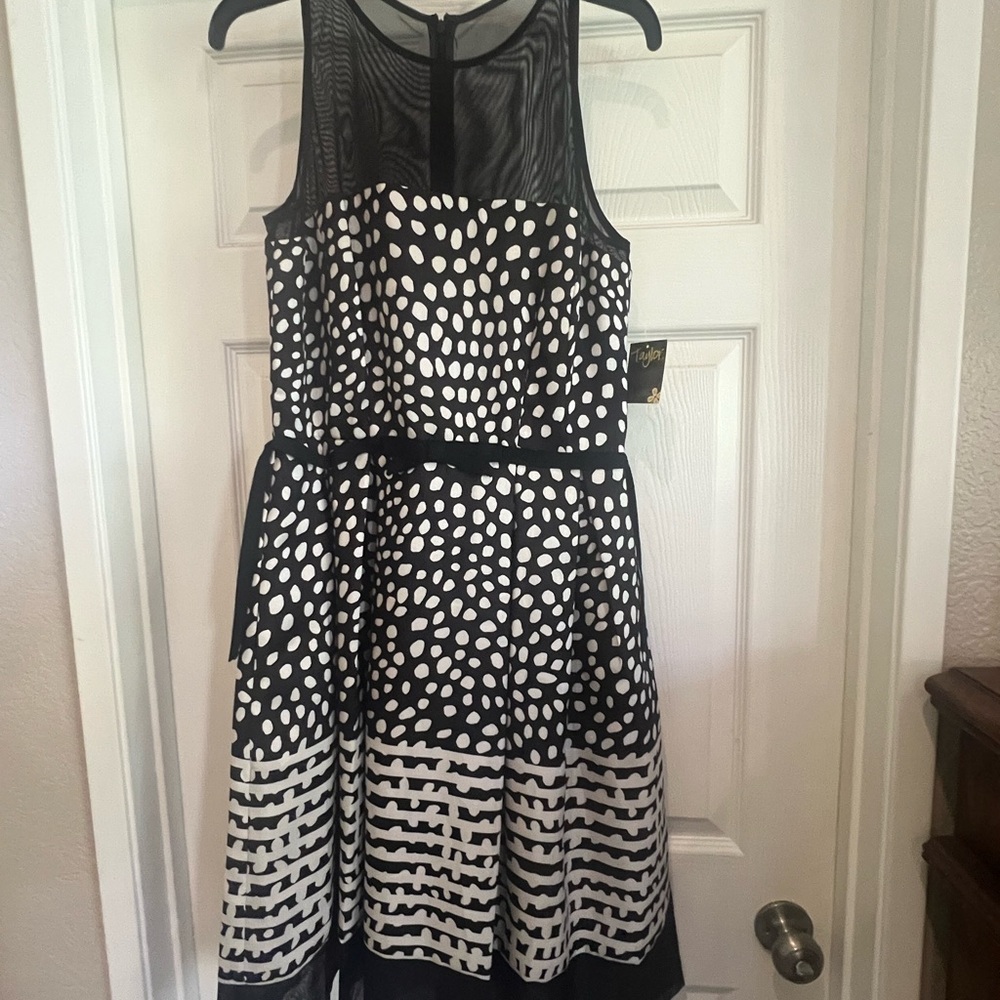 Elegant Black and White Polka Dot Dress